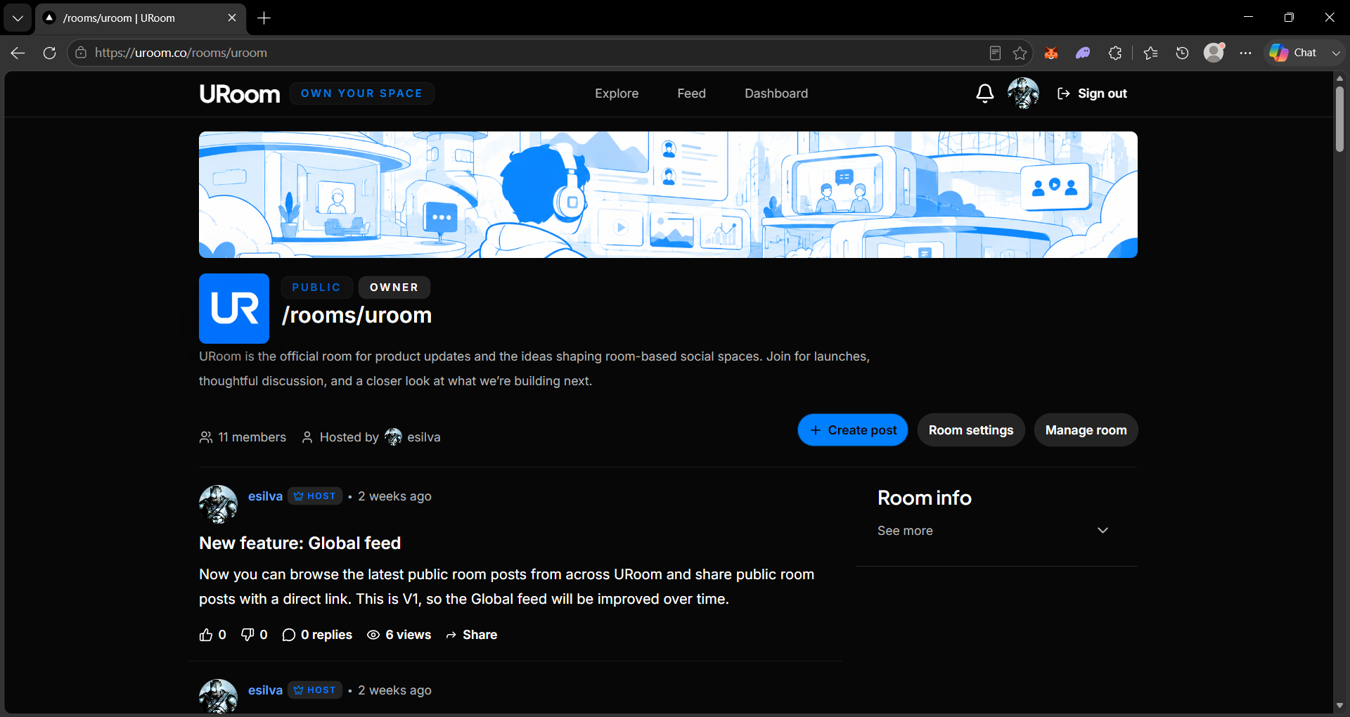 Room feed upload